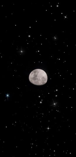 [2436x1125]夜空 月亮 星空 黑色 星星 苹果手机壁纸图片