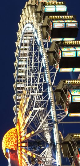 [2436x1125]夜空 游乐设施 摩天轮 梦幻 苹果手机壁纸图片