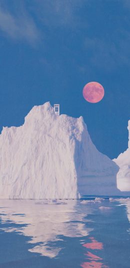 [2436x1125]大海 冰川 冰峰 太阳 苹果手机壁纸图片