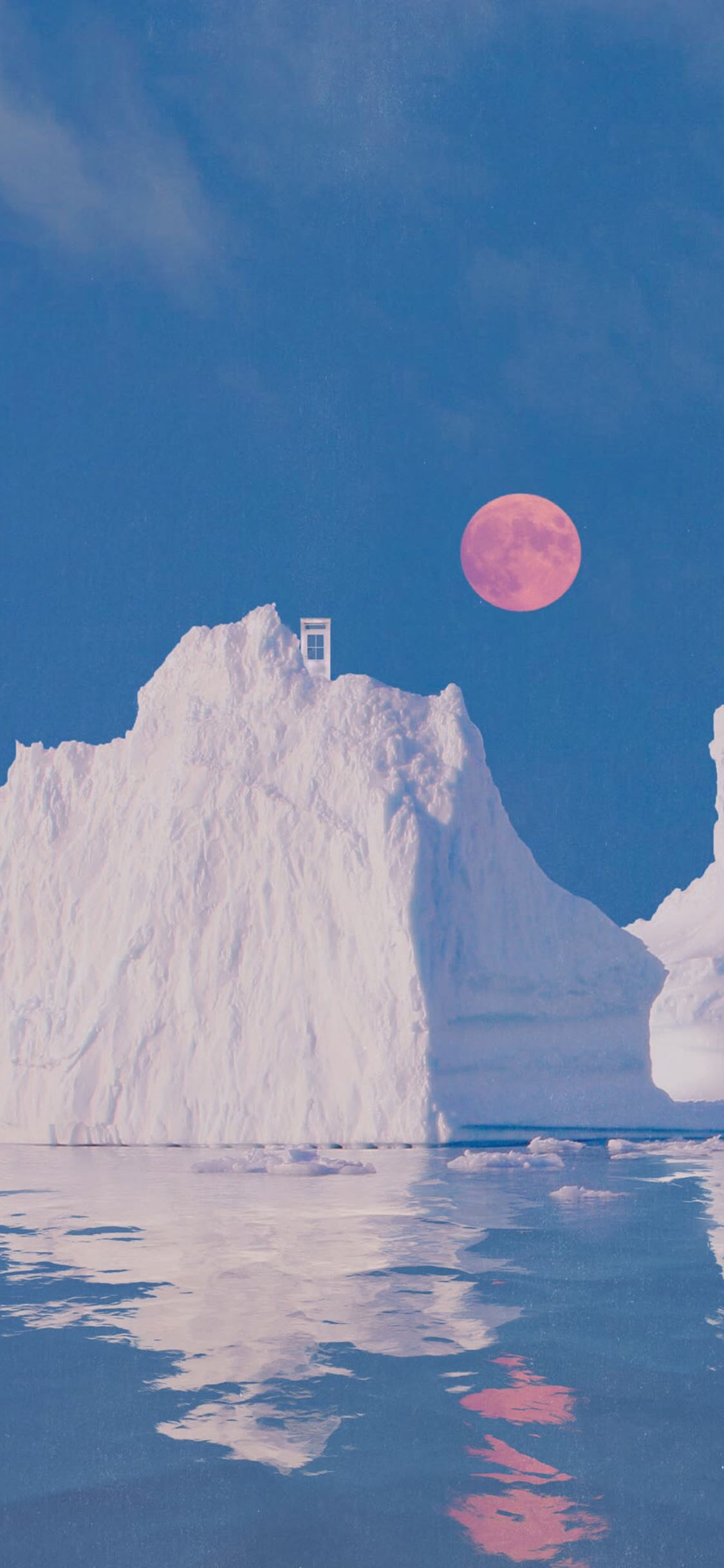 [2436×1125]大海 冰川 冰峰 太阳 苹果手机壁纸图片