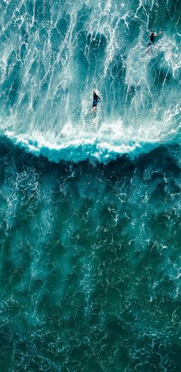 [2436x1125]大海 冲浪 浪花 翻涌 苹果手机壁纸图片