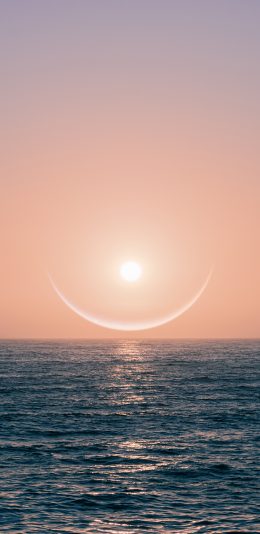 [2436x1125]大海 夕阳 光辉 海平面 苹果手机壁纸图片