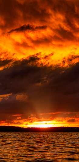 [2436x1125]大海 夕阳美景 落日 红霞 苹果手机壁纸图片