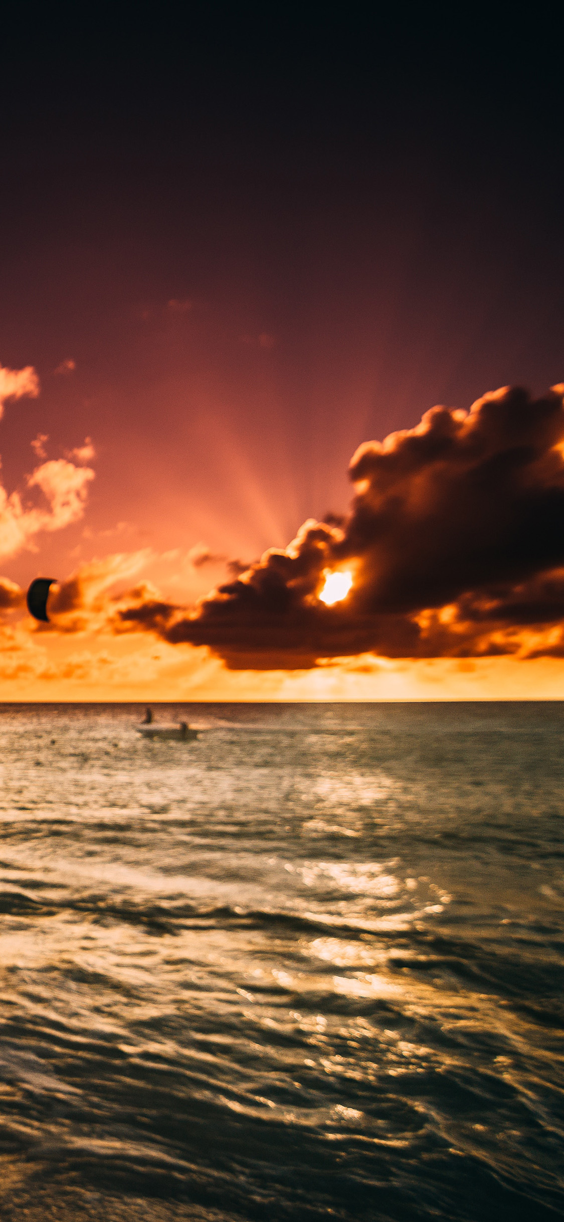 [2436×1125]大海 日出 云层 阳光 唯美 苹果手机壁纸图片