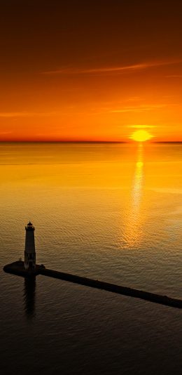 [2436x1125]大海 日出 红霞 唯美 苹果手机壁纸图片