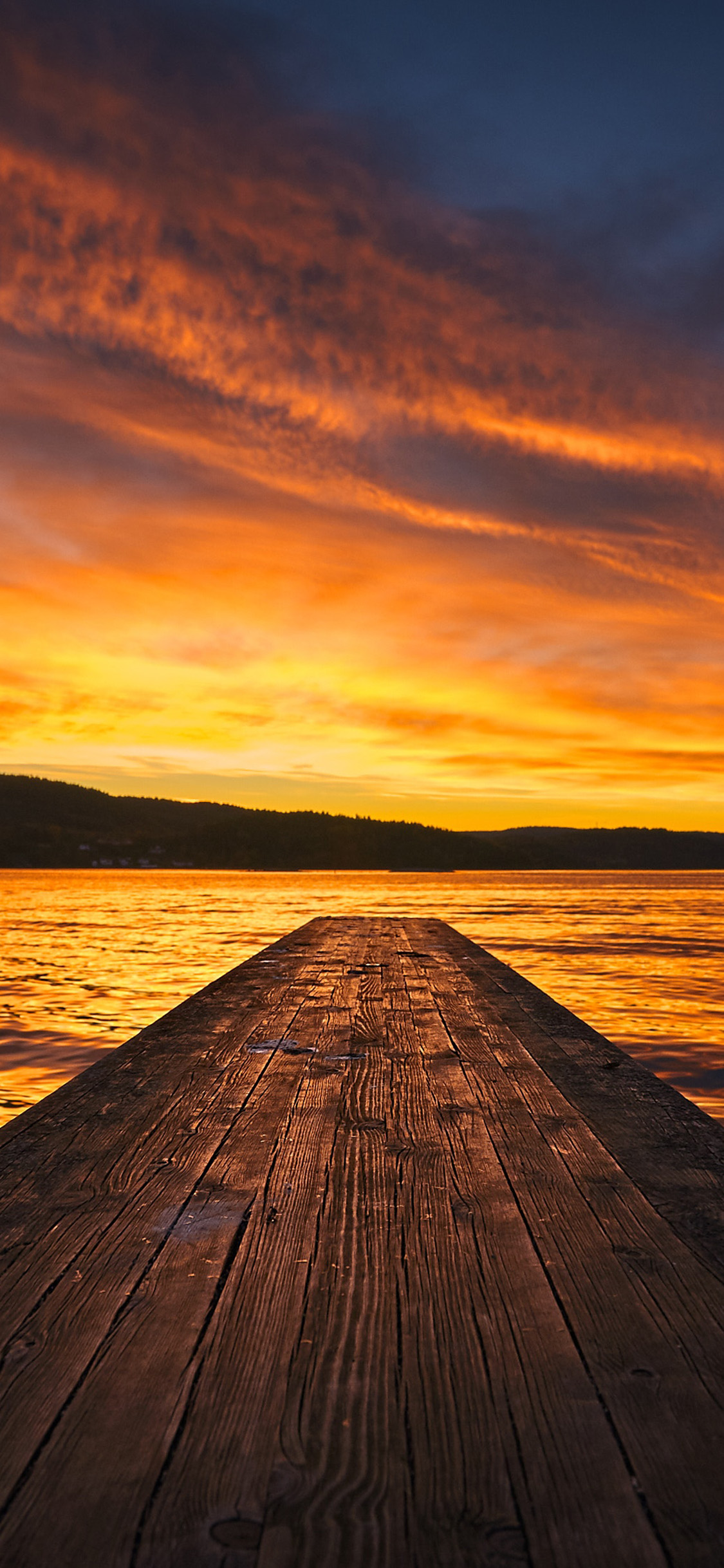[2436×1125]大海 木桥 夕阳美景 唯美 苹果手机壁纸图片