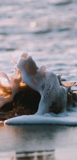 [2436x1125]大海 沙滩 海水 浪花 苹果手机壁纸图片