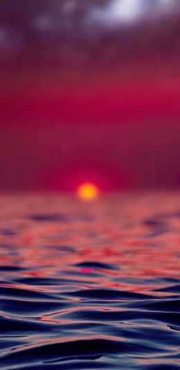 [2436x1125]大海 波浪 落日 晚霞 海景 苹果手机壁纸图片