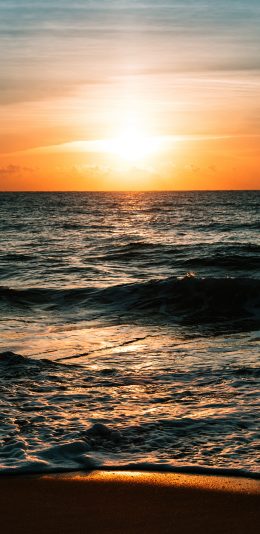 [2436x1125]大海 浪花 日出 阳光 苹果手机壁纸图片