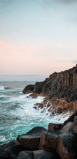 [2436x1125]大海 浪花 海峡 海景 苹果手机壁纸图片