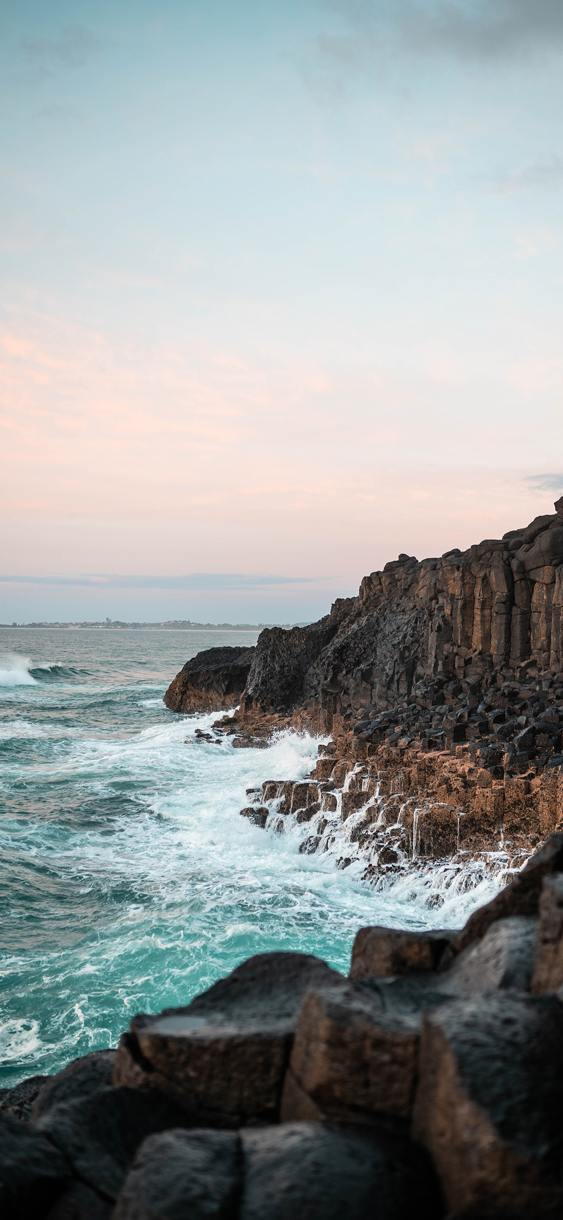 [2436×1125]大海 浪花 海峡 海景 苹果手机壁纸图片