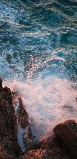 [2436x1125]大海 浪花 海浪 翻涌 苹果手机壁纸图片