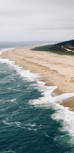 [2436x1125]大海 浪花 海滩 壮阔 苹果手机壁纸图片