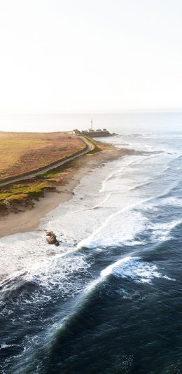 [2436x1125]大海 浪花 翻涌 海景 苹果手机壁纸图片