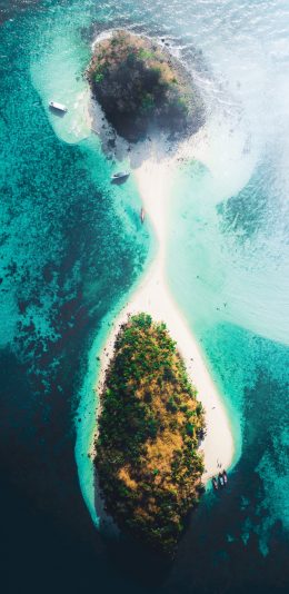 [2436x1125]大海 海岛 航拍 美景 苹果手机壁纸图片