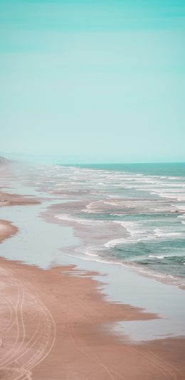 [2436x1125]大海 海岸 沙滩 海浪 苹果手机壁纸图片