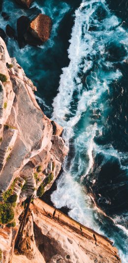 [2436x1125]大海 海岸 浪花 海景 苹果手机壁纸图片