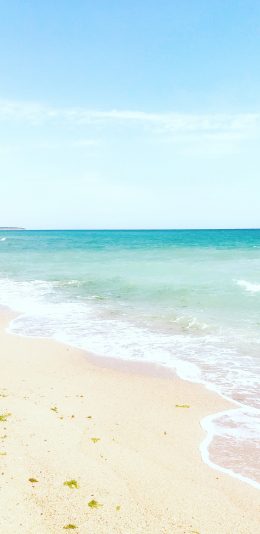 [2436x1125]大海 海岸 海浪 沙滩 苹果手机壁纸图片
