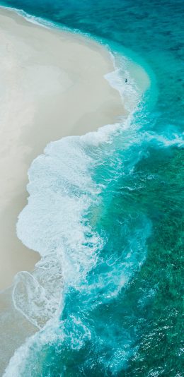 [2436x1125]大海 海岸 海浪 海水 苹果手机壁纸图片