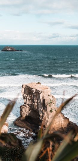 [2436x1125]大海 海峡 浪花 美景 苹果手机壁纸图片