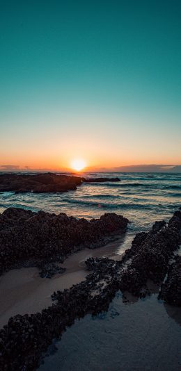 [2436x1125]大海 海景 日出 海浪 苹果手机壁纸图片