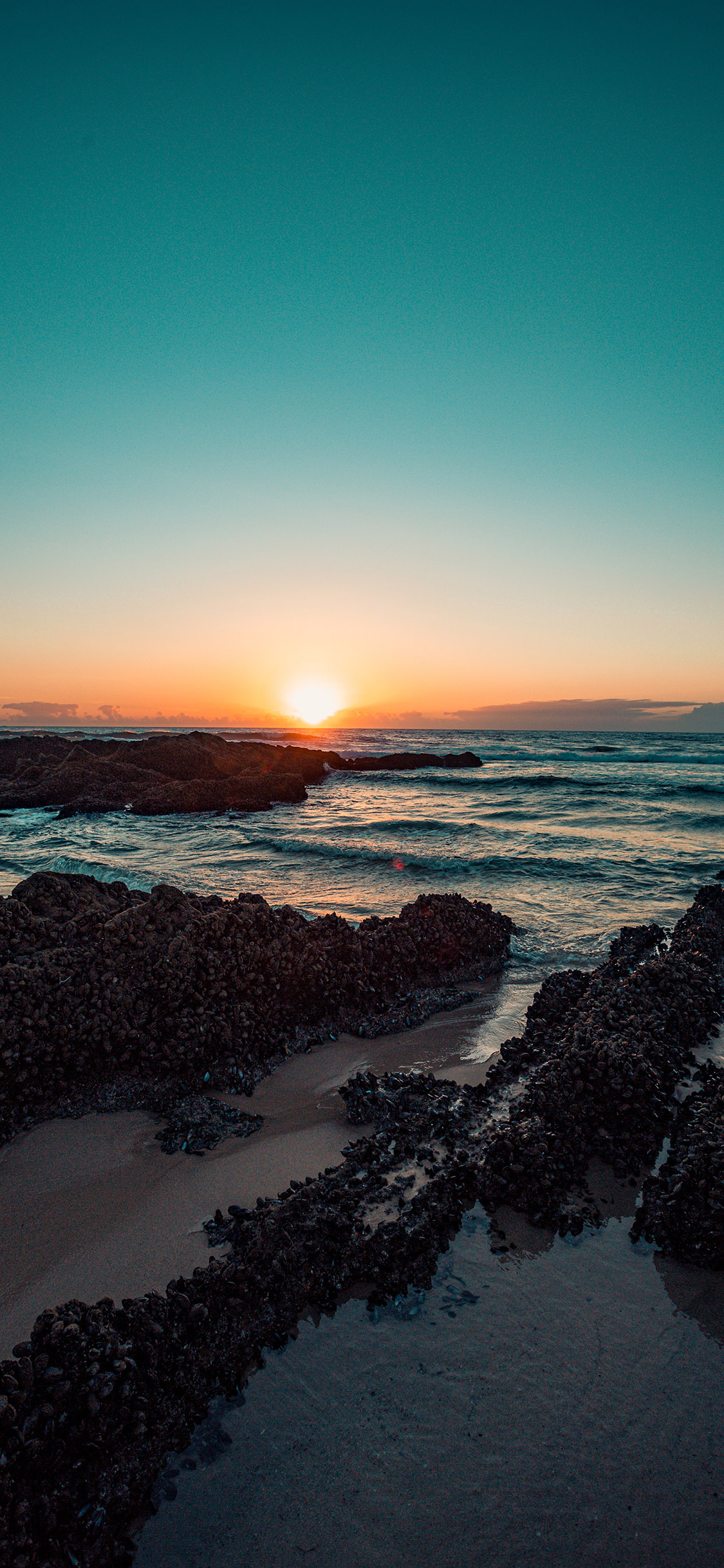 [2436×1125]大海 海景 日出 海浪 苹果手机壁纸图片