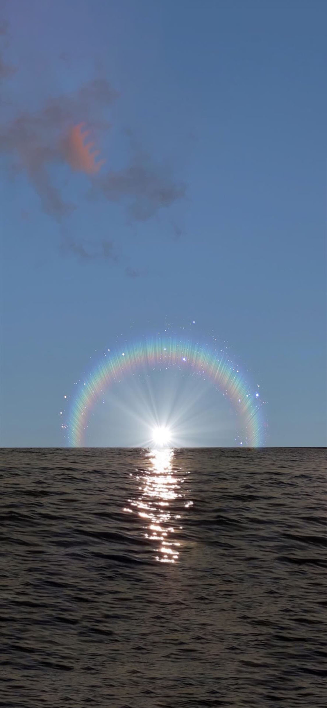 [2436×1125]大海 海水 日出 波光粼粼 苹果手机壁纸图片