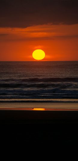 [2436x1125]大海 海水 日落 晚霞 苹果手机壁纸图片