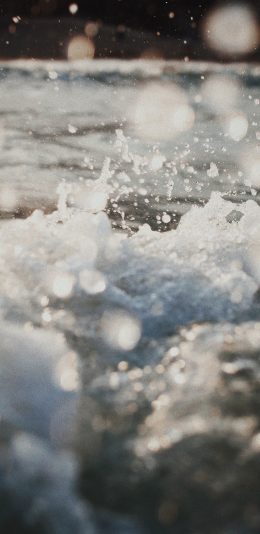 [2436x1125]大海 海水 浪花 海浪 翻涌 苹果手机壁纸图片
