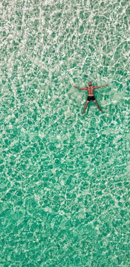 [2436x1125]大海 海水 游泳 自然 苹果手机壁纸图片