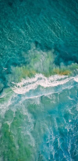 [2436x1125]大海 海洋 海浪 海水 蓝色 苹果手机壁纸图片