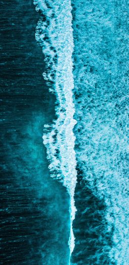 [2436x1125]大海 海洋 蓝色 海浪 苹果手机壁纸图片