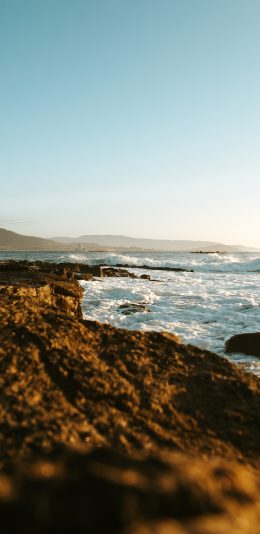 [2436x1125]大海 海浪 沙滩 海景 苹果手机壁纸图片