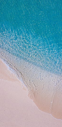 [2436x1125]大海 海浪 沙滩 清澈 苹果手机壁纸图片