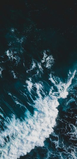 [2436x1125]大海 海浪 波浪 俯拍 苹果手机壁纸图片
