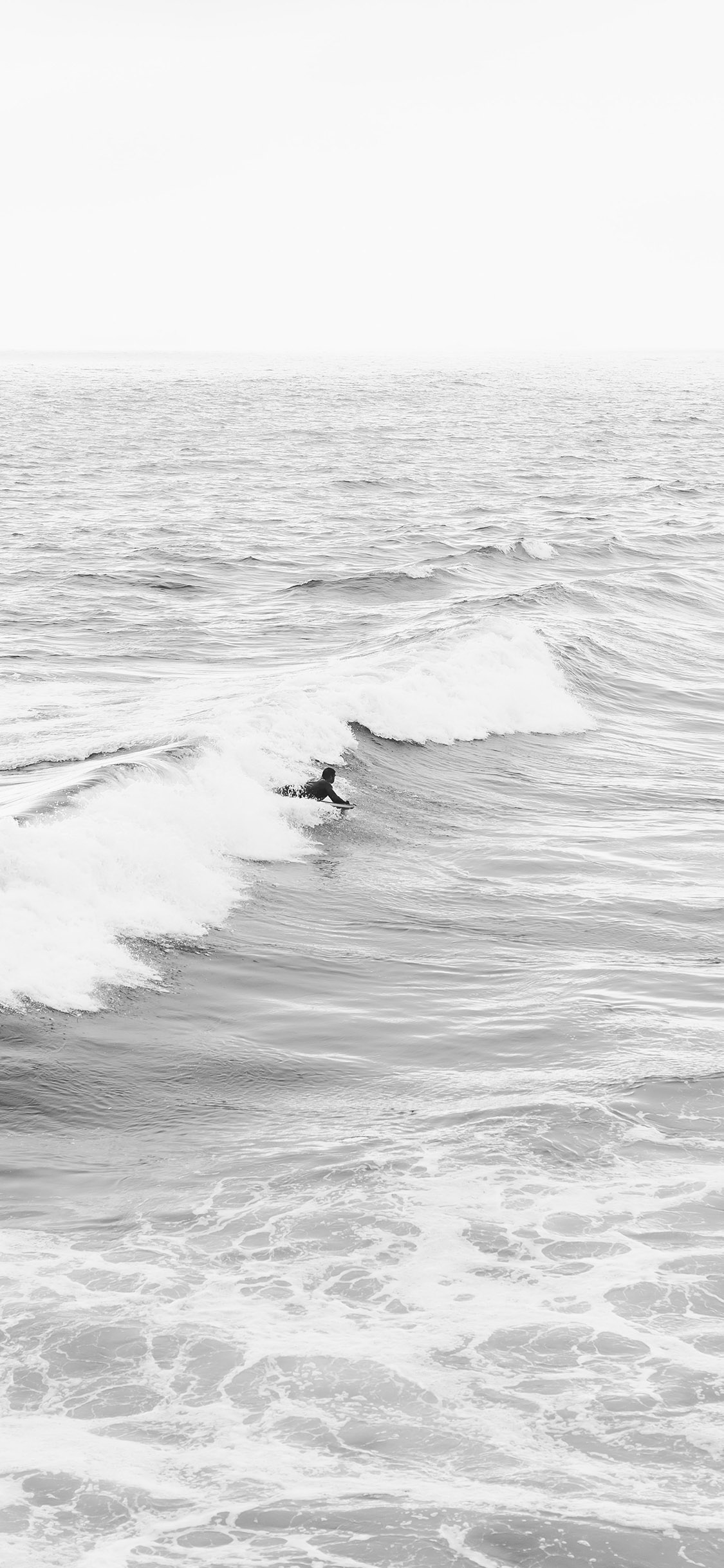 [2436×1125]大海 海浪 浪花 黑白 苹果手机壁纸图片