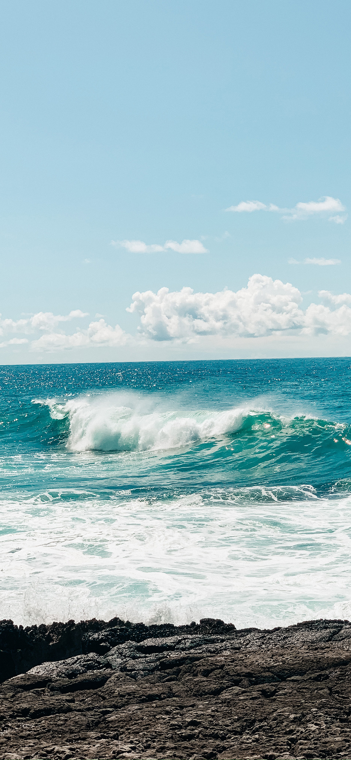 [2436×1125]大海 海浪 海岸 波浪 苹果手机壁纸图片
