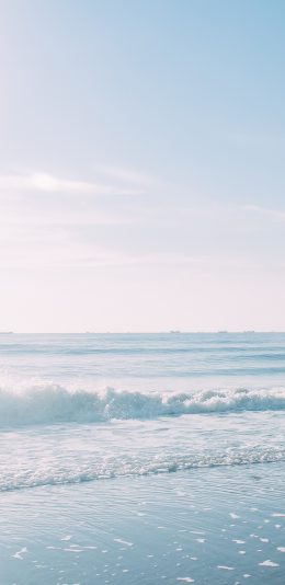 [2436x1125]大海 海浪 海洋 蓝色 海岸 苹果手机壁纸图片