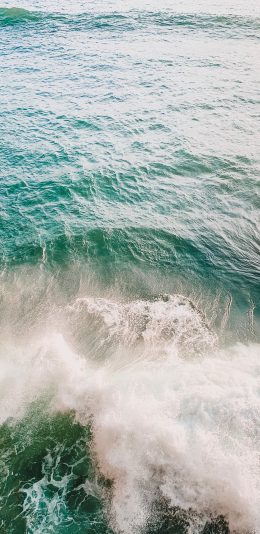 [2436x1125]大海 海浪 翻涌 浪花 苹果手机壁纸图片