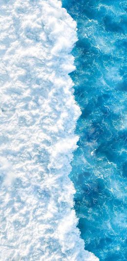 [2436x1125]大海 海浪 蓝白相间 苹果手机壁纸图片