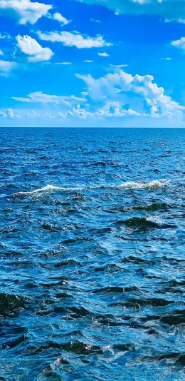 [2436x1125]大海 海浪 蔚蓝 天空 海天一线 苹果手机壁纸图片