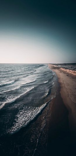 [2436x1125]大海 海滩 沙滩 海浪 苹果手机壁纸图片