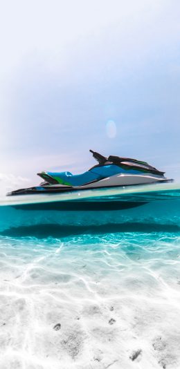 [2436x1125]大海 清澈 湛蓝 摩托艇 休闲 娱乐 苹果手机壁纸图片
