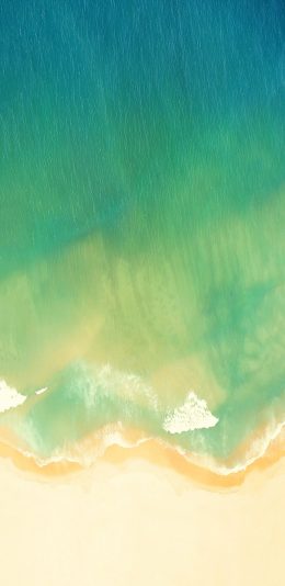 [2436x1125]大海 渐变 绿色 海浪 海滩 沙滩 苹果手机壁纸图片