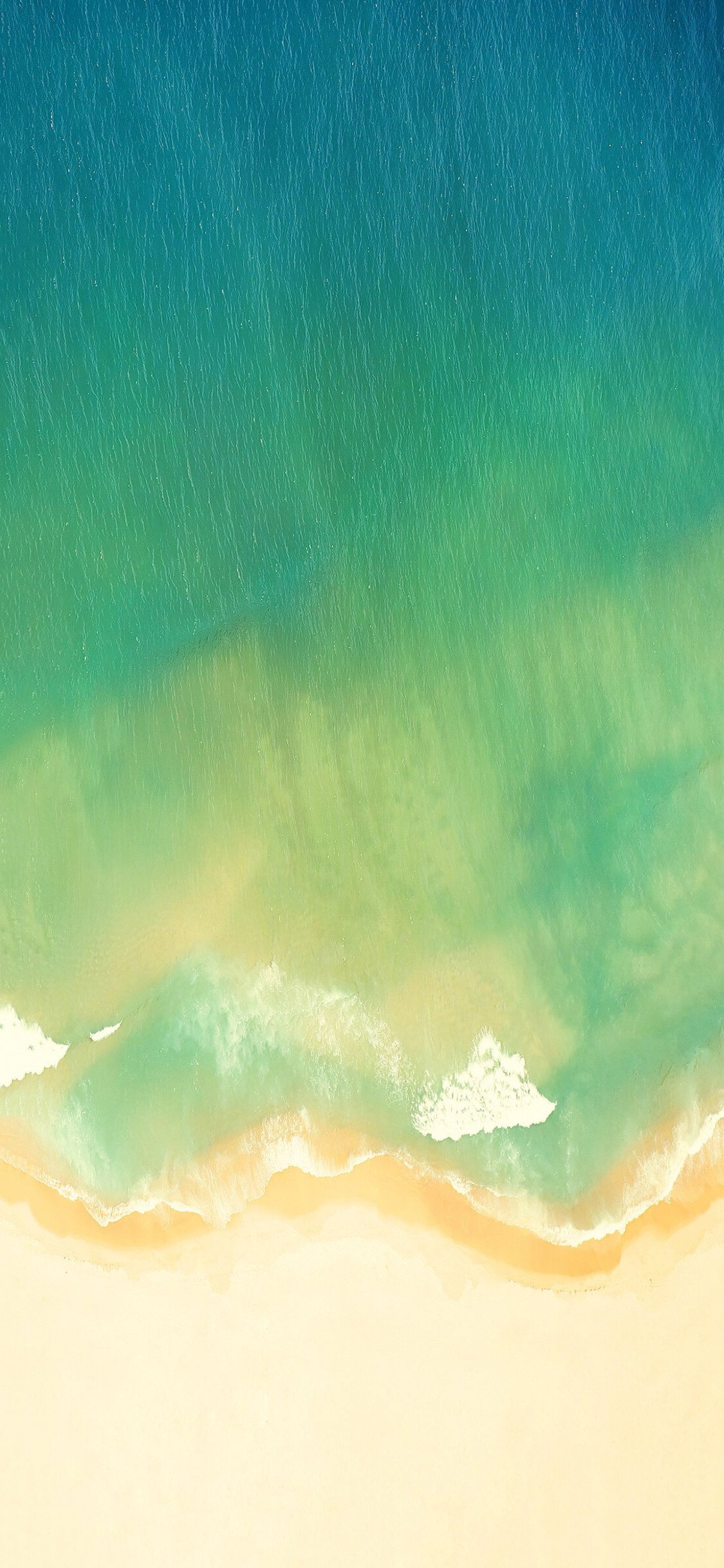 [2436×1125]大海 渐变 绿色 海浪 海滩 沙滩 苹果手机壁纸图片