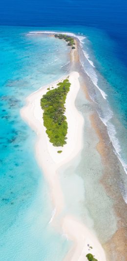 [2436x1125]大海 湛蓝 沙滩 海景 苹果手机壁纸图片