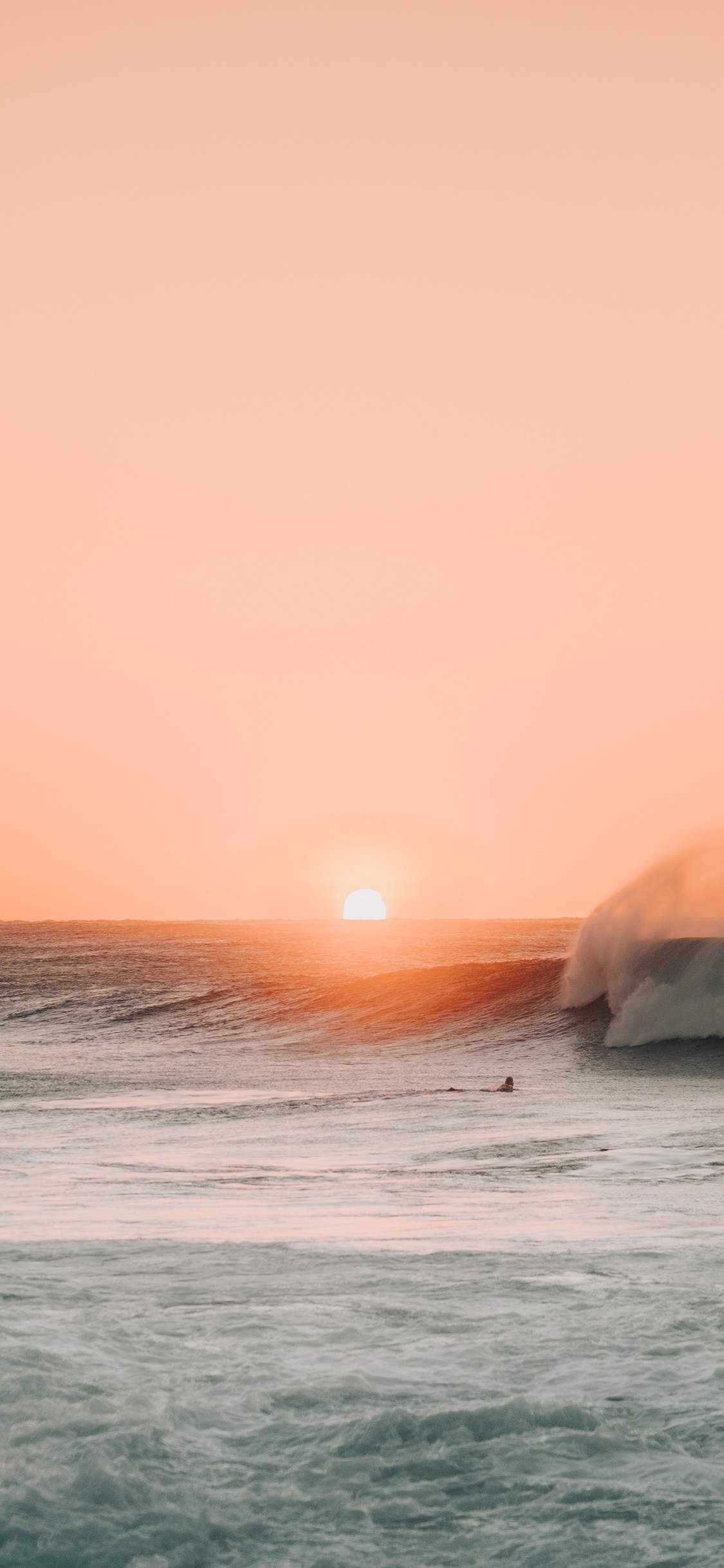 [2436×1125]大海 落日 夕阳 海浪 美景 苹果手机壁纸图片