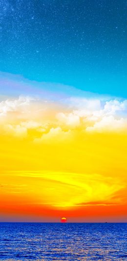 [2436x1125]大海 落日美景 夕阳 红霞 苹果手机壁纸图片