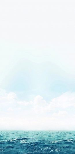 [2436x1125]大海 蓝色 天空 海水 苹果手机壁纸图片