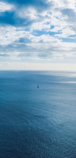 [2436x1125]大海 蓝色 天空 蓝天白云 海面 苹果手机壁纸图片